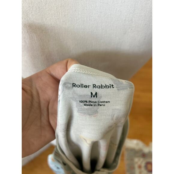 Roller Rabbit Women's Blue Farm Animal Print Long Sleeve Henley Pajama Top - Picture 4 of 5